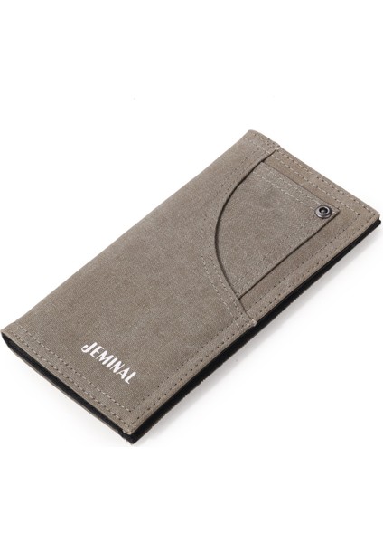 Jeminal 21705 Erkek Tuval Uzun Cüzdan Çok Fonksiyonlu Kart Nakit Para Iki Katlı Çanta (Yurt Dışından)