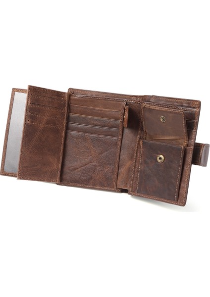 2063 Erkekler Retro Üst Katman Rfıd Engelleme Hasp Kısa Cüzdan Ince Para Kartı Tutucu (Yurt Dışından) modelleri