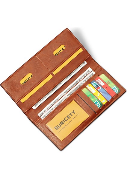 Sunicety Rfid Bloke Pu Deri Ultra Ince Iki Katlı Erkekler Uzun Cüzdan Kartları Nakit Tutucu Çanta (Yurt Dışından) fırsatları