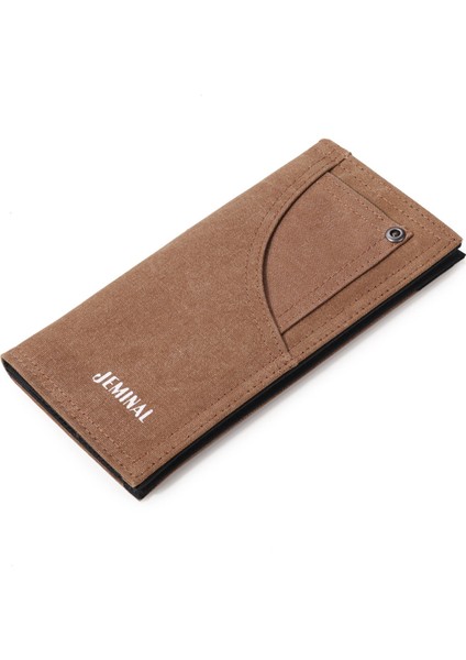 Jeminal 21705 Erkek Tuval Uzun Cüzdan Çok Fonksiyonlu Kart Nakit Para Iki Katlı Çanta (Yurt Dışından)