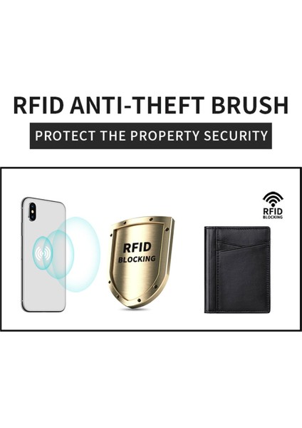 037S Ince Bifold Kart Tutucu Cowhide Deri Geçiş Rfid Engelleme Ön Cep Kart Kılıfı (Yurt Dışından) fırsatları