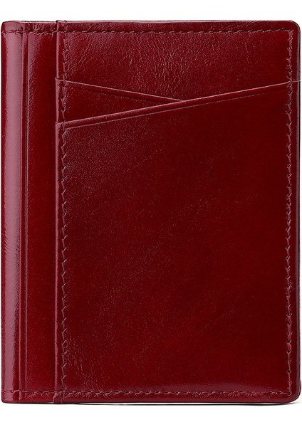 037S Ince Bifold Kart Tutucu Cowhide Deri Geçiş Rfid Engelleme Ön Cep Kart Kılıfı (Yurt Dışından)