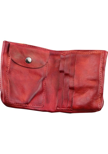 SG625 Cowhide Deri Kısa Cüzdan Değişim Çantası Mini Vintage Çanta Depolama Çantası Çoklu Kart Tutucu (Yurt Dışından)