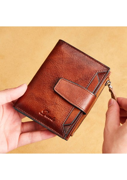 Dante D05508 Tam Tahıl Cowhide Deri Çoklu Kart Yuvaları Cüzdan Rfid Engelleme Nakit Torpası (Yurt Dışından) modelleri