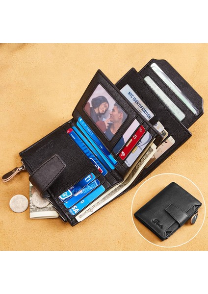 Dante D05508 Tam Tahıl Cowhide Deri Çoklu Kart Yuvaları Cüzdan Rfid Engelleme Nakit Torpası (Yurt Dışından) fırsatları