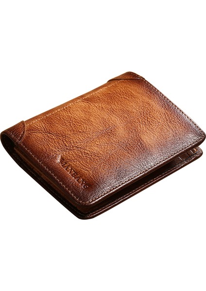 Manbang 00877 Deri Üç Katlı Cüzdan Klasik Stil Rfıd Engelleme Kart Kesesi Billfold Para Nakit Çanta (Yurt Dışından)