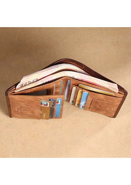 Manbang 00877 Deri Üç Katlı Cüzdan Klasik Stil Rfıd Engelleme Kart Kesesi Billfold Para Nakit Çanta (Yurt Dışından) fiyatları