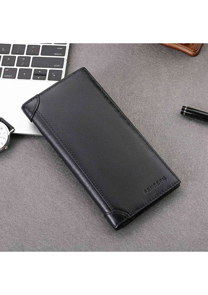 Sendefn 5253 Erkekler Cüzdan Rfıd Birden Fazla Kart Yuvasını Engelleyen Cowhide Deri Nakit Depolama Torbası Büyük Billfold Debriyaj Çantası (Yurt Dışından) fırsatları