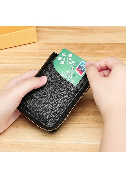 KB151 Rfıd Engelleme Üst Katman Cowhide Deri Fermuar Kartları Depolama Çantası Mini Cüzdan (Yurt Dışından) fiyatları