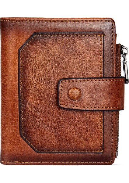 Dante D05509 Üst Kat Cowhide Erkekler Kısa Cüzdan Rfid Engelleme Fermuar Cep Kartları Nakit Tutucu Çanta (Yurt Dışından)