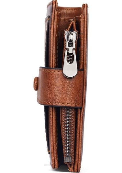 Dante D05509 Üst Kat Cowhide Erkekler Kısa Cüzdan Rfid Engelleme Fermuar Cep Kartları Nakit Tutucu Çanta (Yurt Dışından) indirimleri