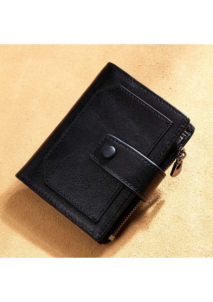 Dante D05509 Üst Kat Cowhide Erkekler Kısa Cüzdan Rfid Engelleme Fermuar Cep Kartları Nakit Tutucu Çanta (Yurt Dışından) indirimleri