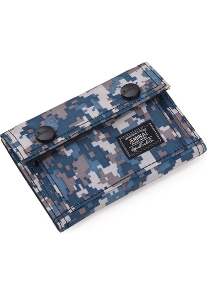 Jeminal 1312# Sıradan Kamuflaj Iki Katlı Çanta Kartı Tutucu Snap Düğmeleri Tuval Kısa Cüzdan (Yurt Dışından)