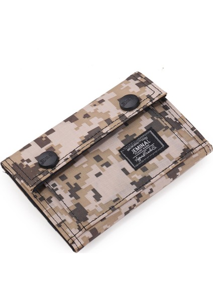 Jeminal 1312# Sıradan Kamuflaj Iki Katlı Çanta Kartı Tutucu Snap Düğmeleri Tuval Kısa Cüzdan (Yurt Dışından)
