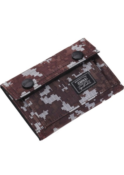 Jeminal 1312# Sıradan Kamuflaj Iki Katlı Çanta Kartı Tutucu Snap Düğmeleri Tuval Kısa Cüzdan (Yurt Dışından)