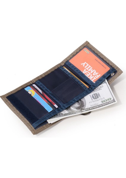 Jeminal 21508# Sihirli Bant Kapatma Trifold Canvas Açık Hava Spor Cüzdan Para Çantası Erkekler Için Fermuar Cepi (Yurt Dışından) indirimleri