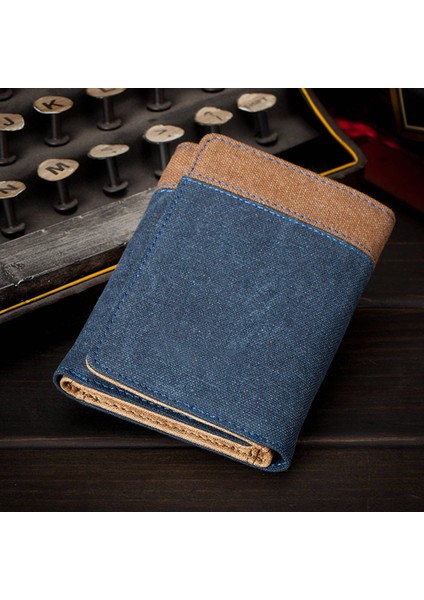 Yateer 123 Sıradan Erkekler Renkli Ekleme Tuval Trifold Kısa Cüzdan Nakit Kartı Depolama Çantası (Yurt Dışından) indirimleri