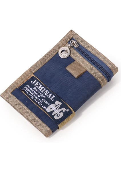 Jeminal 21508# Sihirli Bant Kapatma Trifold Canvas Açık Hava Spor Cüzdan Para Çantası Erkekler Için Fermuar Cepi (Yurt Dışından)