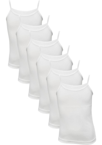 6'lı Beyaz Ribana Pamuk Penye Kız Çocuk Atlet Esnek Kumaş ve Nefes Alabilir Özellikler