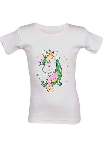 Kız Çocuk 6'lı Baskılı Fanila Yarım Kol modelleri