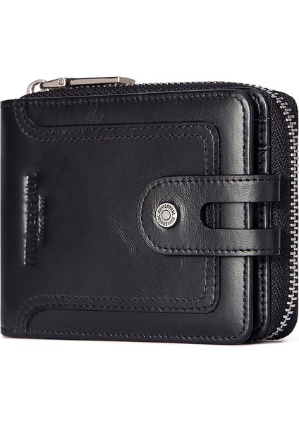 Humerpaul BP948-S Vintage Para Çantası Rfıd Engelleme Kart Çantası Erkekler Top Katman Cowhide Kısa Cüzdan Fermuar Cepli (Yurt Dışından) fiyatları