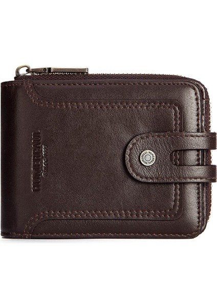 Humerpaul BP948-S Vintage Para Çantası Rfıd Engelleme Kart Çantası Erkekler Top Katman Cowhide Kısa Cüzdan Fermuar Cepli (Yurt Dışından) modelleri