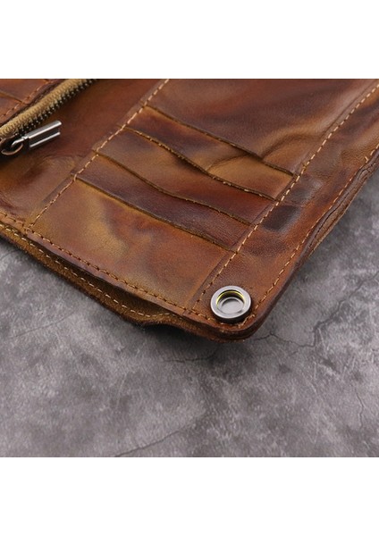 SG630 Çoklu Kart Yuvası Fermuarı Cep Fatura Kısa Cüzdan Vintage Stil Deri Deri Kart Tutucu Para Çanta (Yurt Dışından) modelleri