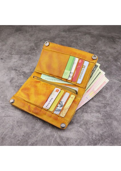 SG630 Çoklu Kart Yuvası Fermuarı Cep Fatura Kısa Cüzdan Vintage Stil Deri Deri Kart Tutucu Para Çanta (Yurt Dışından) fırsatları