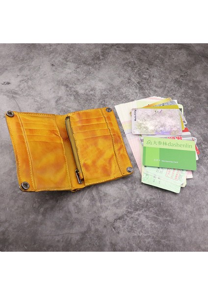 SG630 Çoklu Kart Yuvası Fermuarı Cep Fatura Kısa Cüzdan Vintage Stil Deri Deri Kart Tutucu Para Çanta (Yurt Dışından) indirimleri