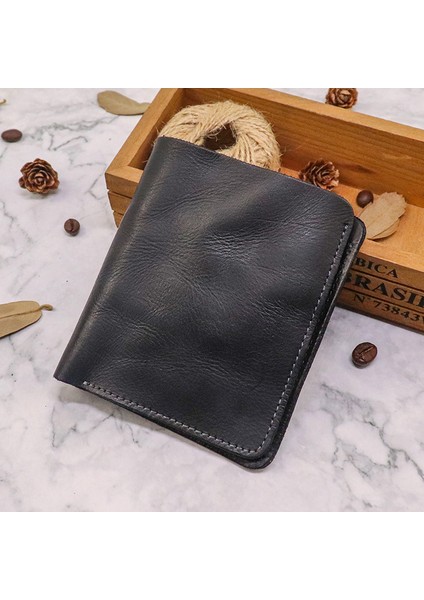 SG724 Üst Katmanlı Cowhide Deri Vintage Iki Kısa Kısa Cüzdan Erkekler Nakit Kartlar Depolama Çantası (Yurt Dışından) indirimleri