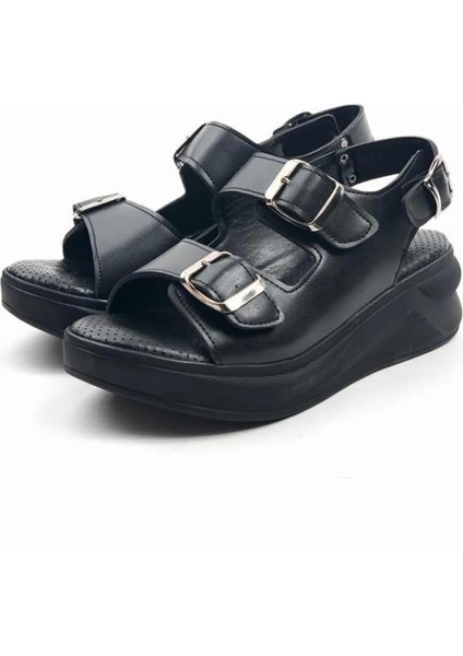 Kadın Dimma Siyah Konfor Ortopedik Taban Tokalı Sandalet fiyatları