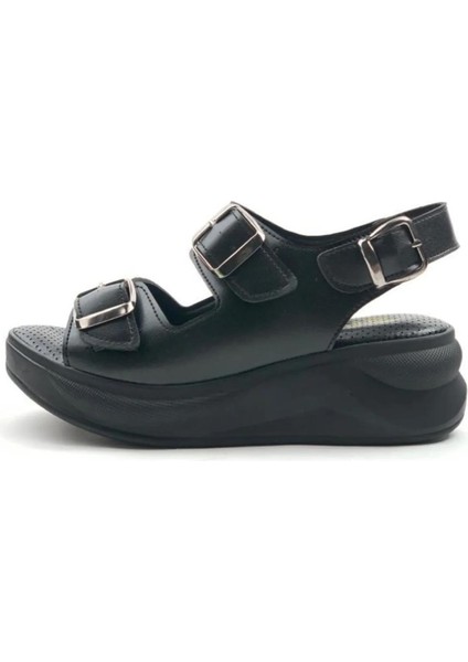 Kadın Dimma Siyah Konfor Ortopedik Taban Tokalı Sandalet indirimleri
