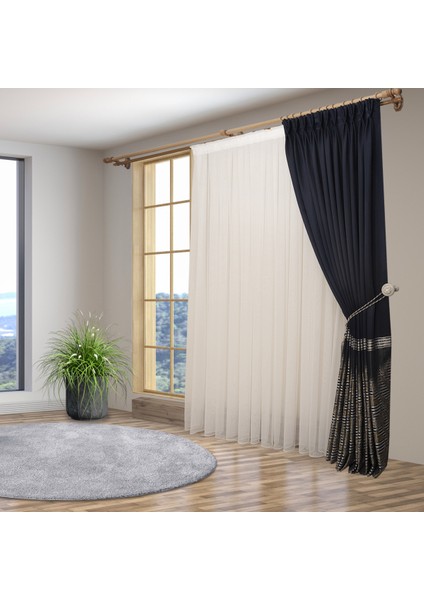 Yeni Model Yağmur Desenli Kırışmayan Etekleri Kurşunlu 1-3 Sık Pile Son Moda Tül Perde