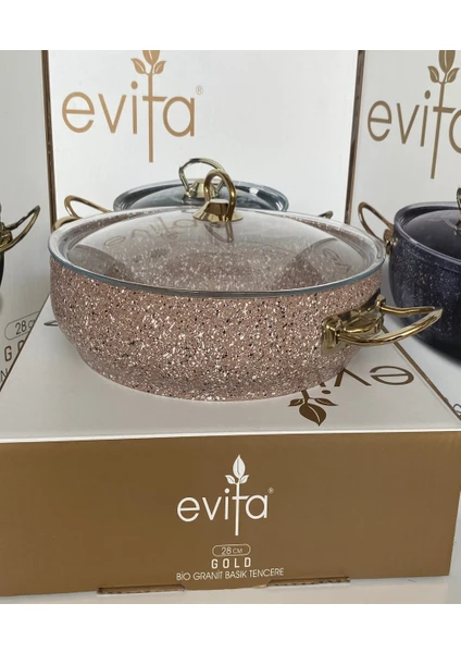 Evita 28 cm Bio Granit Basık Tencere