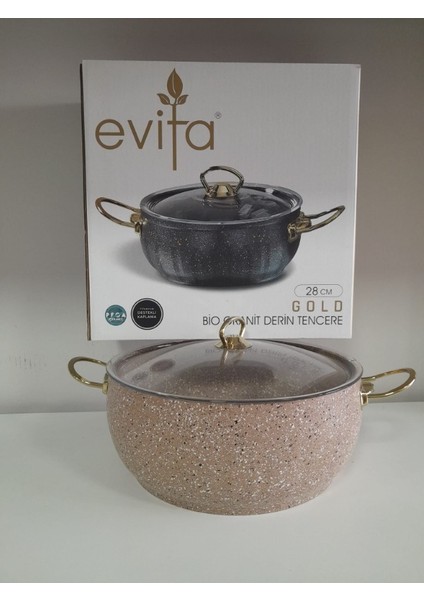 28 cm Bio Granit Gold Derin Tencere