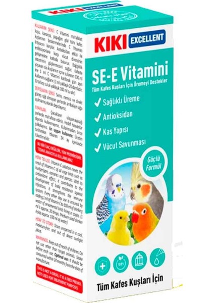 KIKI Excellent Kuşlar İçin SE-E Vitamini 25 ML