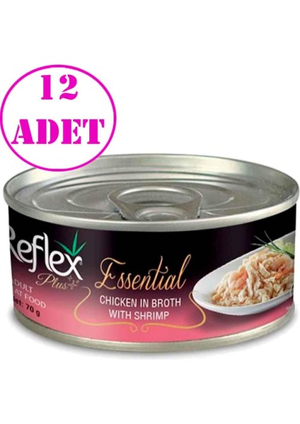 Essential Tavuklu ve Karidesli Yetişkin Kedi Konservesi 70 gr 12 Ad