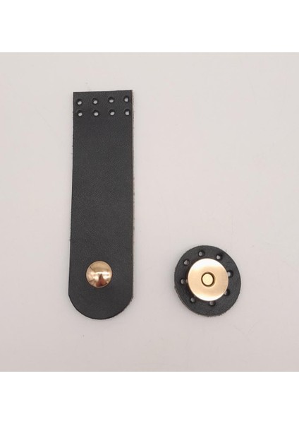 11X3 cm Siyah Gerçek Deri Düz Çanta Kapağı Light Gold Metalli