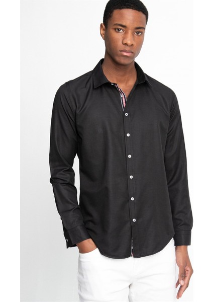 Slim Fit Uzun Kol Oxford Doku Biyeli Erkek Gömlek