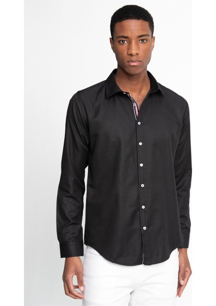 Slim Fit Uzun Kol Oxford Doku Biyeli Erkek Gömlek