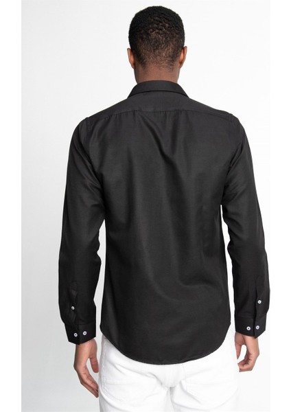Slim Fit Uzun Kol Oxford Doku Biyeli Erkek Gömlek