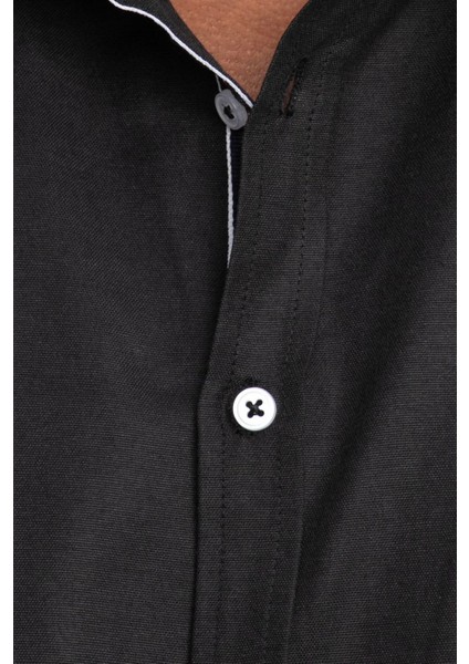 Slim Fit Uzun Kol Oxford Doku Biyeli Erkek Gömlek