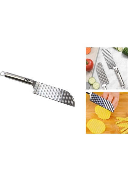 Afili Home Paslanmaz Çelik Şekilli Patates Bıçağı, Metal Saplı Patates Bıçağı, Şekilli Patates Kesici 29,5 cm