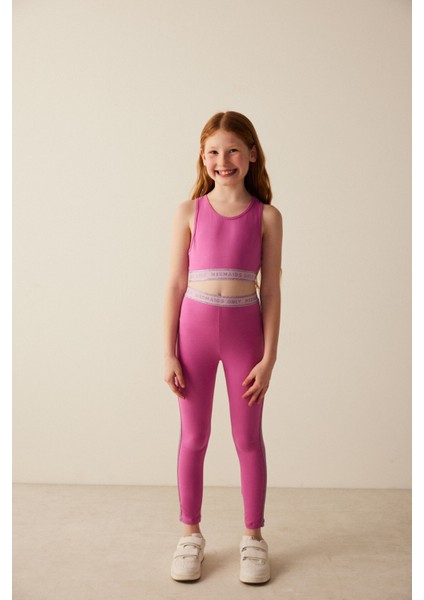 Kız Çocuk Deniz Kızı Desenli Tayt