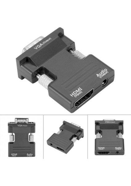 Ses Destekli HDMI To VGA Monitör Çevirici Dönüştürücü Adaptör