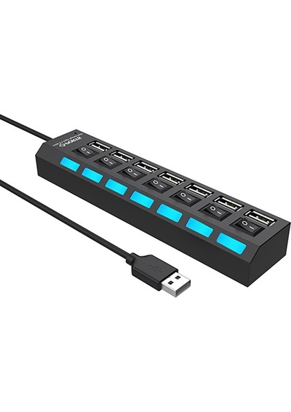 7 Port USB Hub 2.0 Çoklayıcı Anahtarlı Işıklı Çoğaltıcı Switch