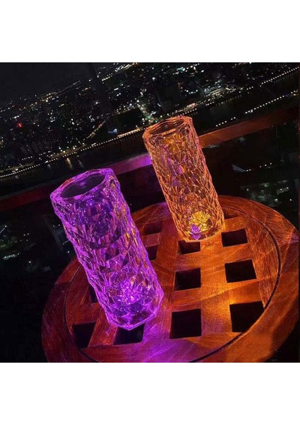 Big Rose Diamond Table Lamp USB Charging Rgb Multi Colors Totch Lamp Kumandalı Kristal Dev Masa Lambası Rgb