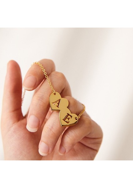 925 Ayar Gümüş Çift Harf Kalp Kolye fiyatları