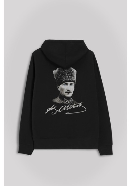 Atatürk Gazi Mustafa Kemal Kalpaklı Ön ve Arka Baskılı Sweatshirt Unisex Kapüşonlu Hoodie10 fiyatları