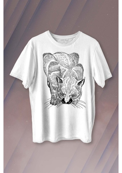 Kara Kedi Silüet Çizim Black Cat Bıyıklı Baskılı Tişört Unisex T-Shirt10